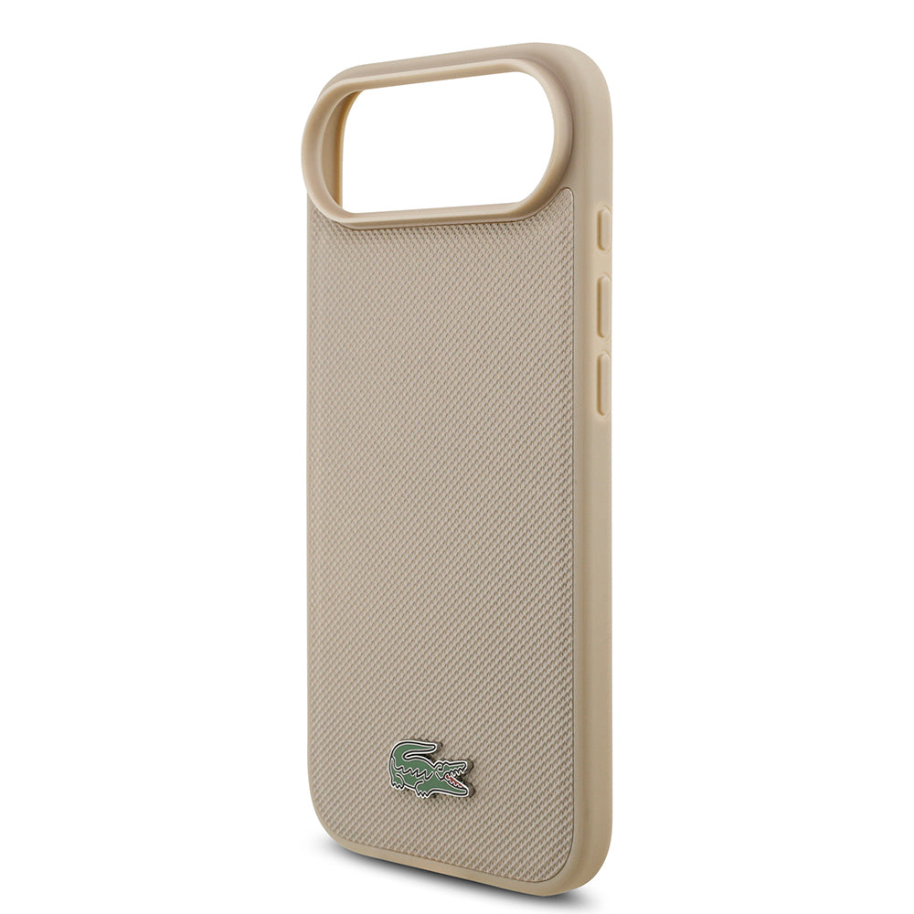 Lacoste iPhone 17 Air Orjinal Lisanslı M-safe Şarj Özellikli PU Pike Desenli Metal Logolu Kartlıklı Kılıf