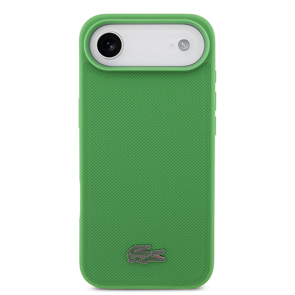 Lacoste iPhone 17 Air Orjinal Lisanslı M-safe Şarj Özellikli PU Pike Desenli Metal Logolu Kartlıklı Kılıf
