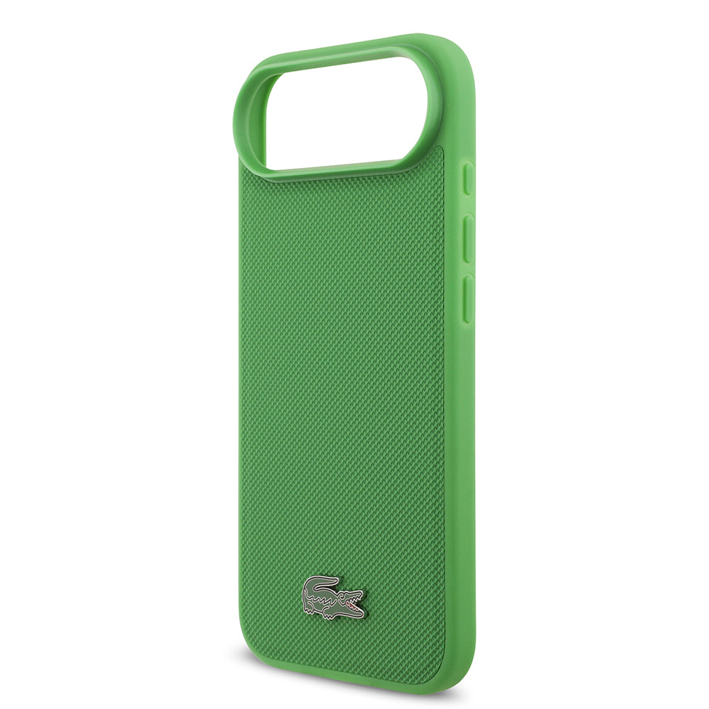 Lacoste iPhone 17 Air Orjinal Lisanslı M-safe Şarj Özellikli PU Pike Desenli Metal Logolu Kartlıklı Kılıf