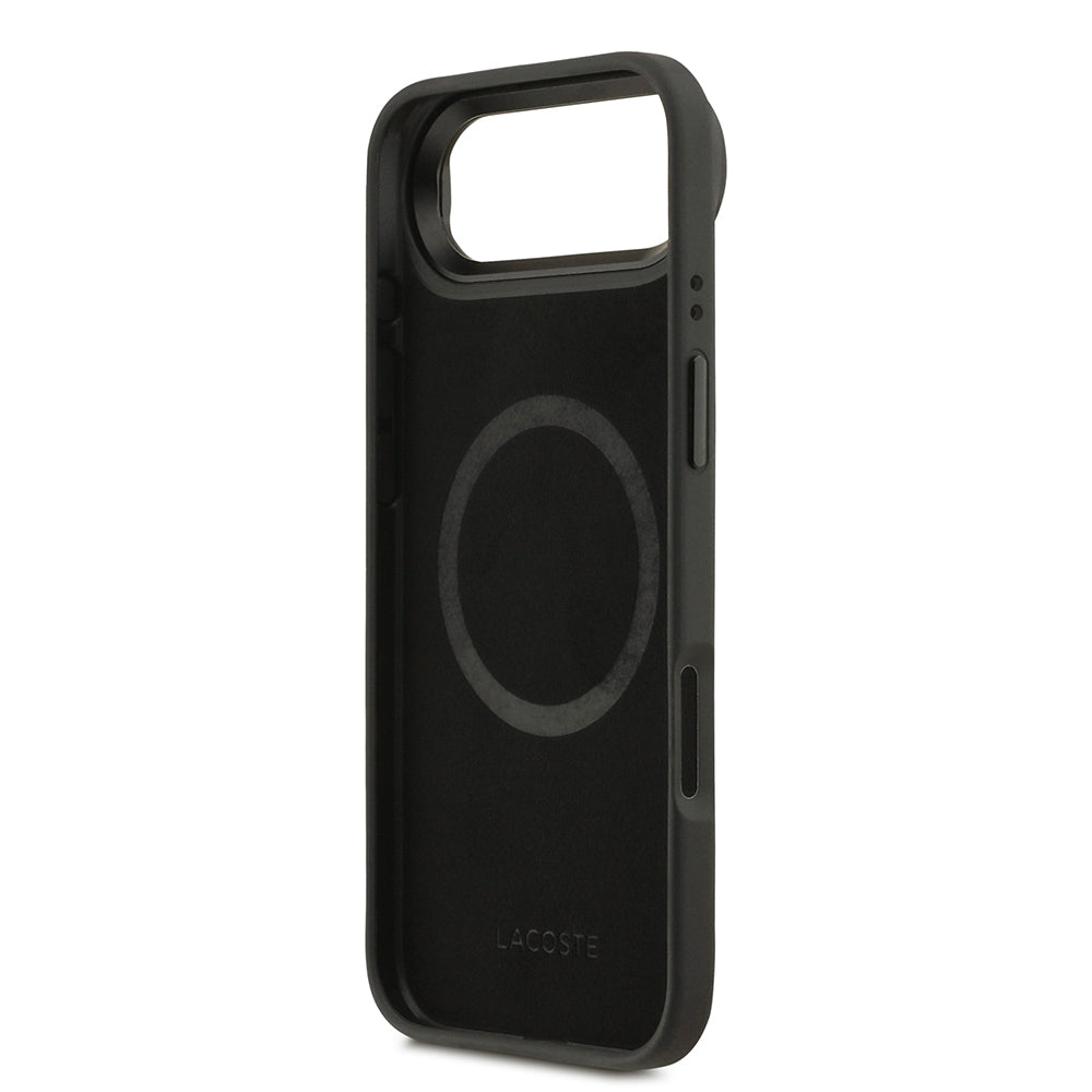 Lacoste iPhone 17 Air Orjinal Lisanslı M-safe Şarj Özellikli Standlı PU Deri Karışık Monogram Desenli Kılıf