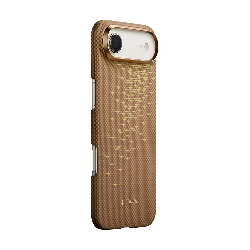 Pitaka Glints of Gold Ultra Slim Serisi iPhone 17 Air M-safe Şarj Özellikli Aramid Fiber Kılıf