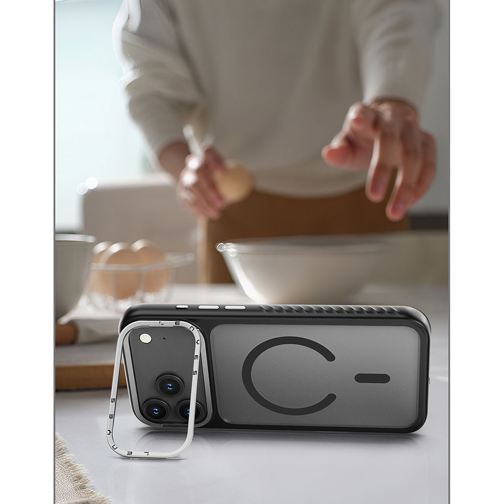 Lenyes CK226 iPhone 17 Air M-safe Şarj Özellikli Metal Kamera Standlı PC Kılıf