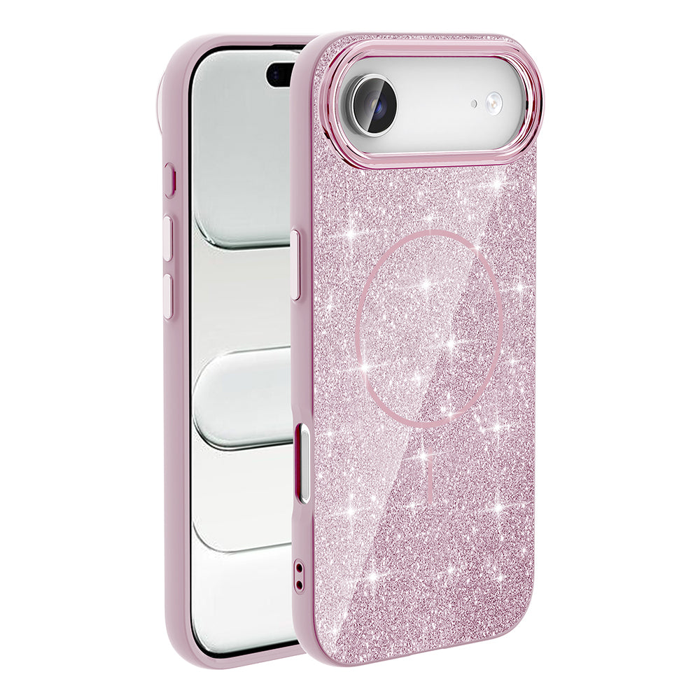Cepax iPhone 17 Air M-safe Şarj Özellikli Parlayan Simli Okso Kılıf