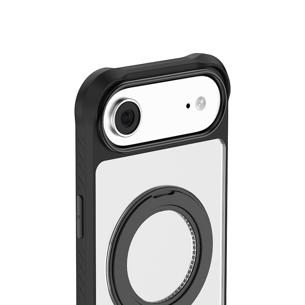 Mutural Obsidian Serisi iPhone 17 Air M-safe Şarj Özellikli Parmak Ring Standlı Airbag Tasarımlı Kılıf
