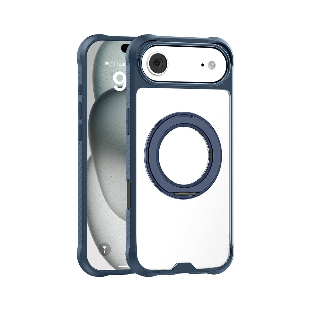 Mutural Obsidian Serisi iPhone 17 Air M-safe Şarj Özellikli Parmak Ring Standlı Airbag Tasarımlı Kılıf