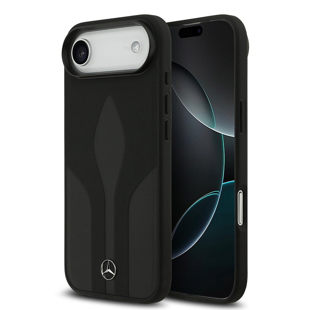Mercedes Benz iPhone 17 Air Orjinal Lisanslı M-safe Şarj Özellikli Dokulu Desenli Deri Kılıf