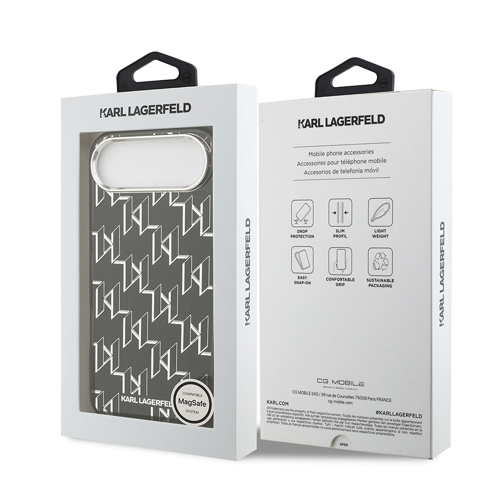 Karl Lagerfeld iPhone 17 Air Orjinal Lisanslı M-safe Şarj Özellikli IML Baskılı Monogram Dizayn Kılıf