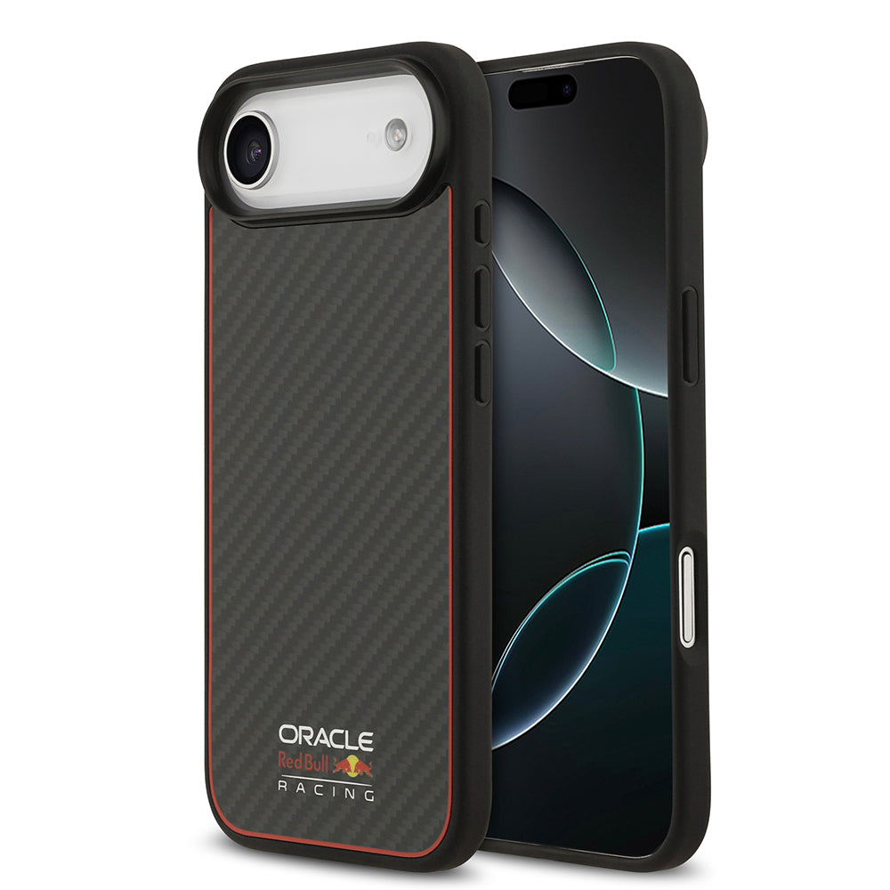 Apple iPhone 17 Air Redbull Orjinal Lisanslı M-safe Şarj Özellikli Karbon Fiber Parlayan Logolu Kılıf