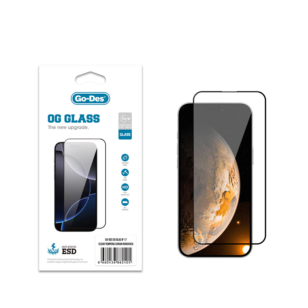 Go Des OG Glass iPhone 17 Antistatik Temperli Cam Ekran Koruyucu