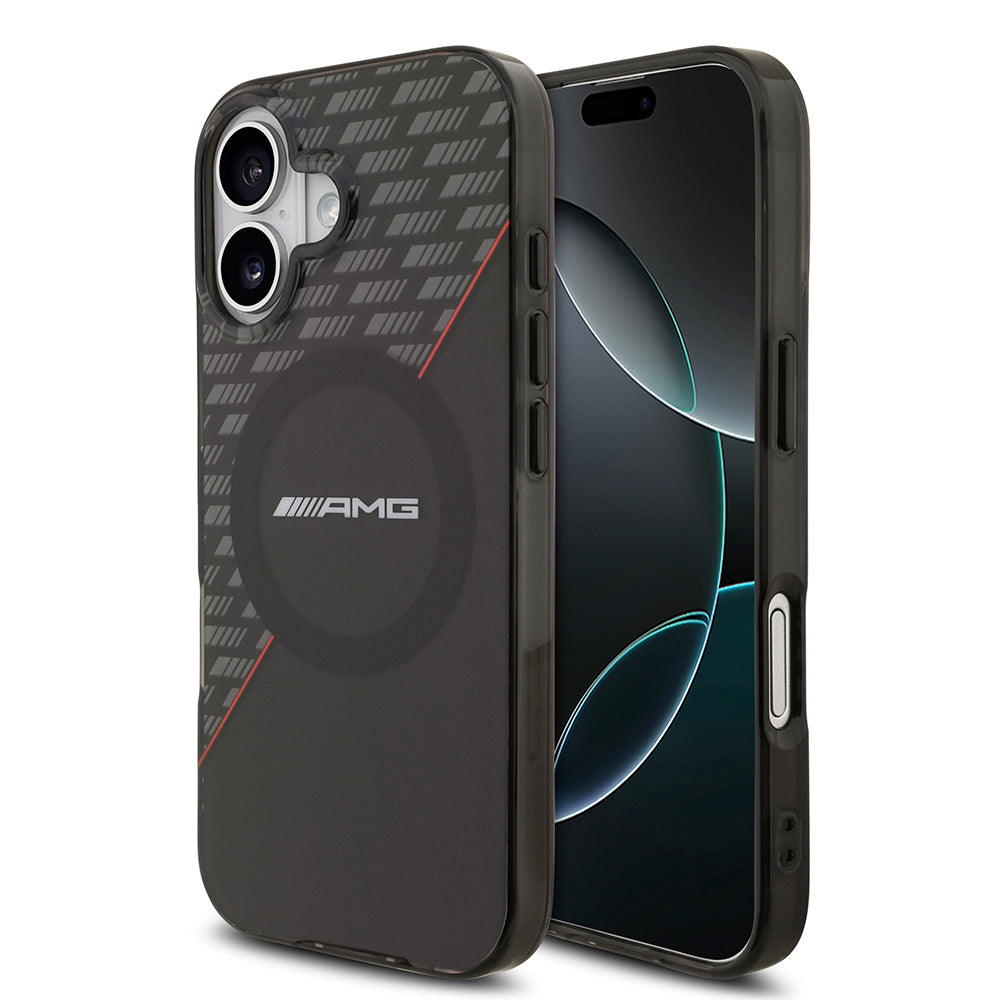 AMG iPhone 17 Orjinal Lisanslı M-safe Şarj Özellikli Çift Katmanlı Kırmızı Çapraz Çizgili Kılıf