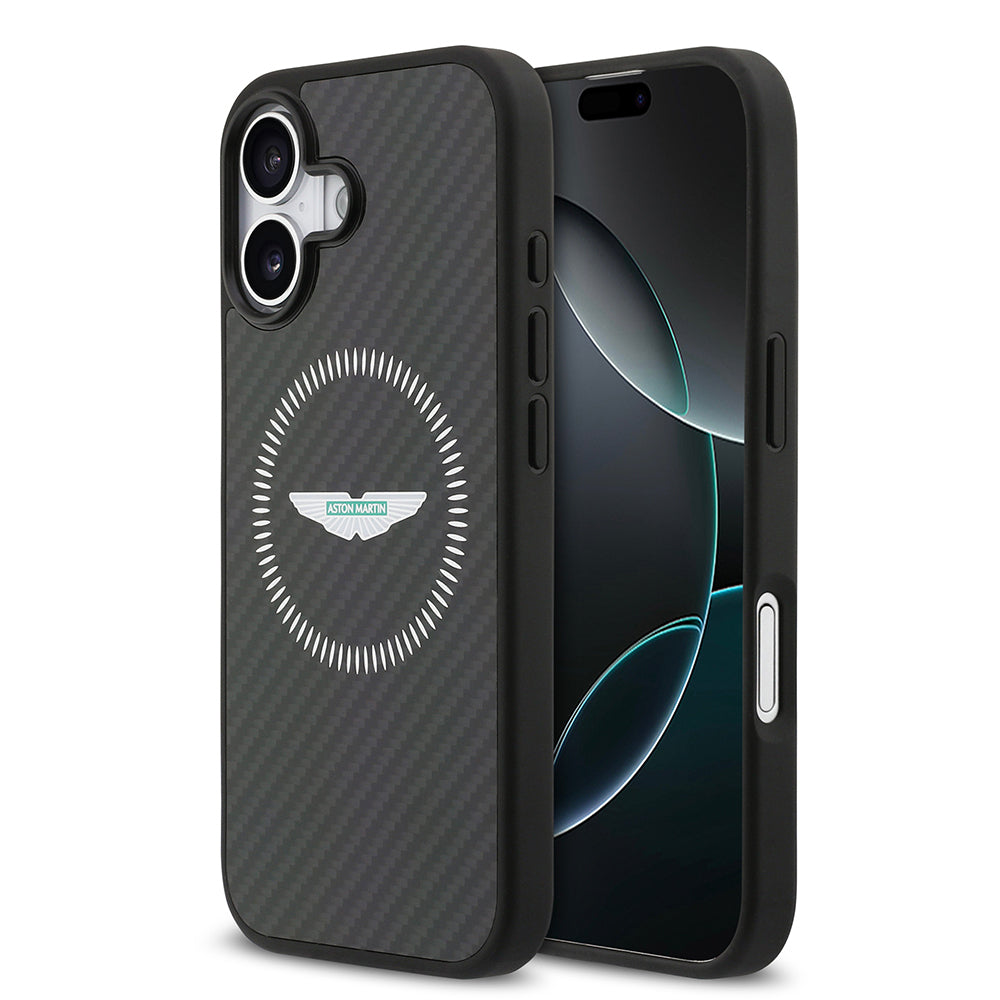 Apple iPhone 17 Aston Martin Orjinal Lisanslı M-safe Şarj Özellikli Karbon Fiber Kılıf