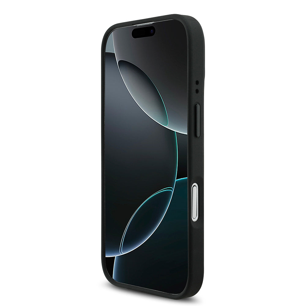 BMW iPhone 17 Orjinal Lisanslı M-safe Şarj Özellikli M Logolu Üç Şeritli Delikli Deri Kılıf