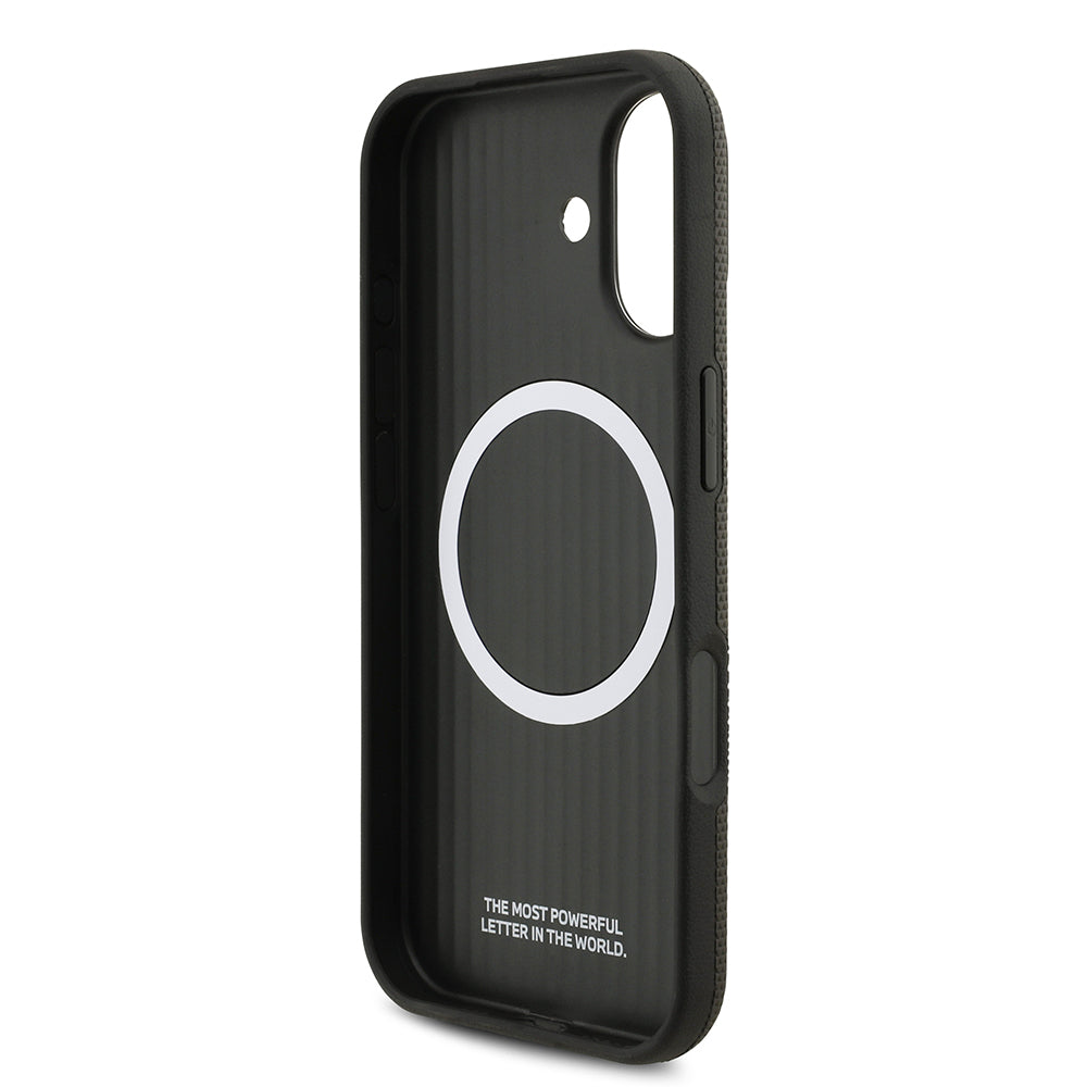 BMW iPhone 17 Orjinal Lisanslı M-safe Şarj Özellikli Metal Logolu Delikli M Dizayn Deri Kılıf