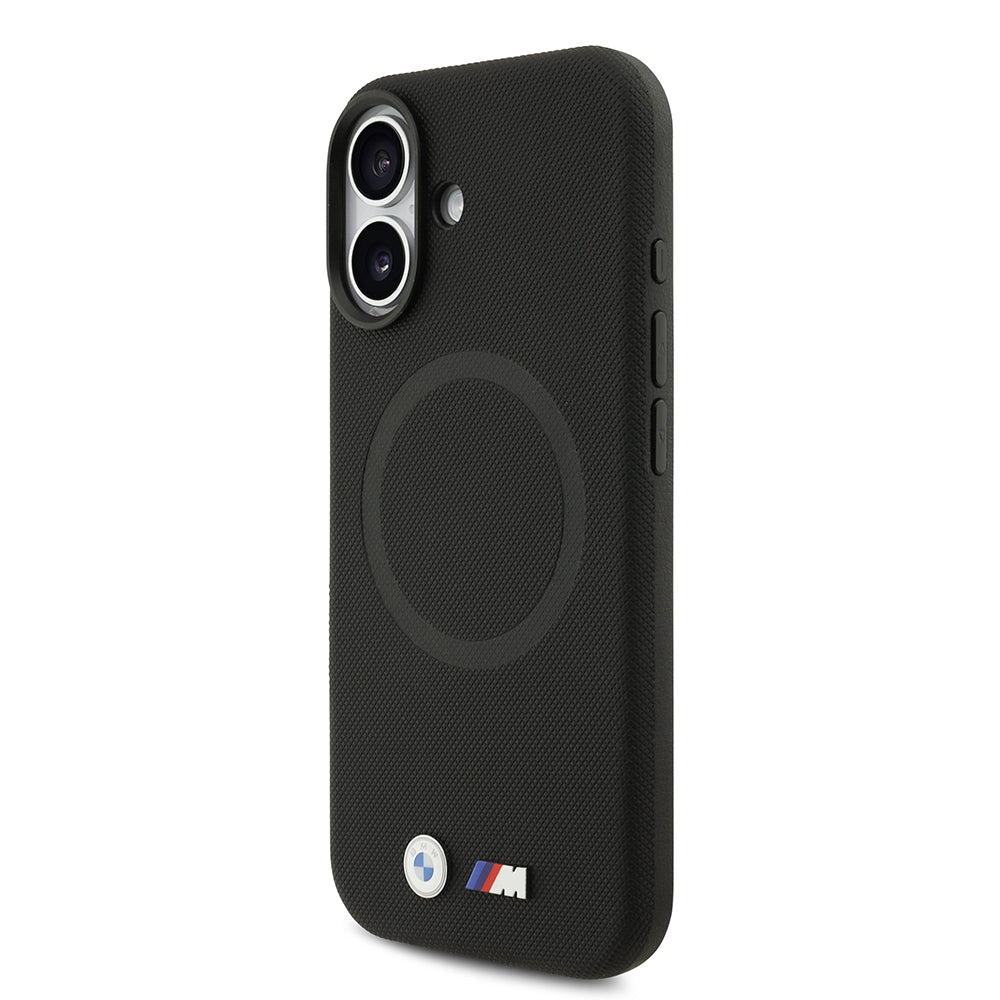 BMW iPhone 17 Orjinal Lisanslı M-safe Şarj Özellikli Metal Logolu Delikli M Dizayn Deri Kılıf