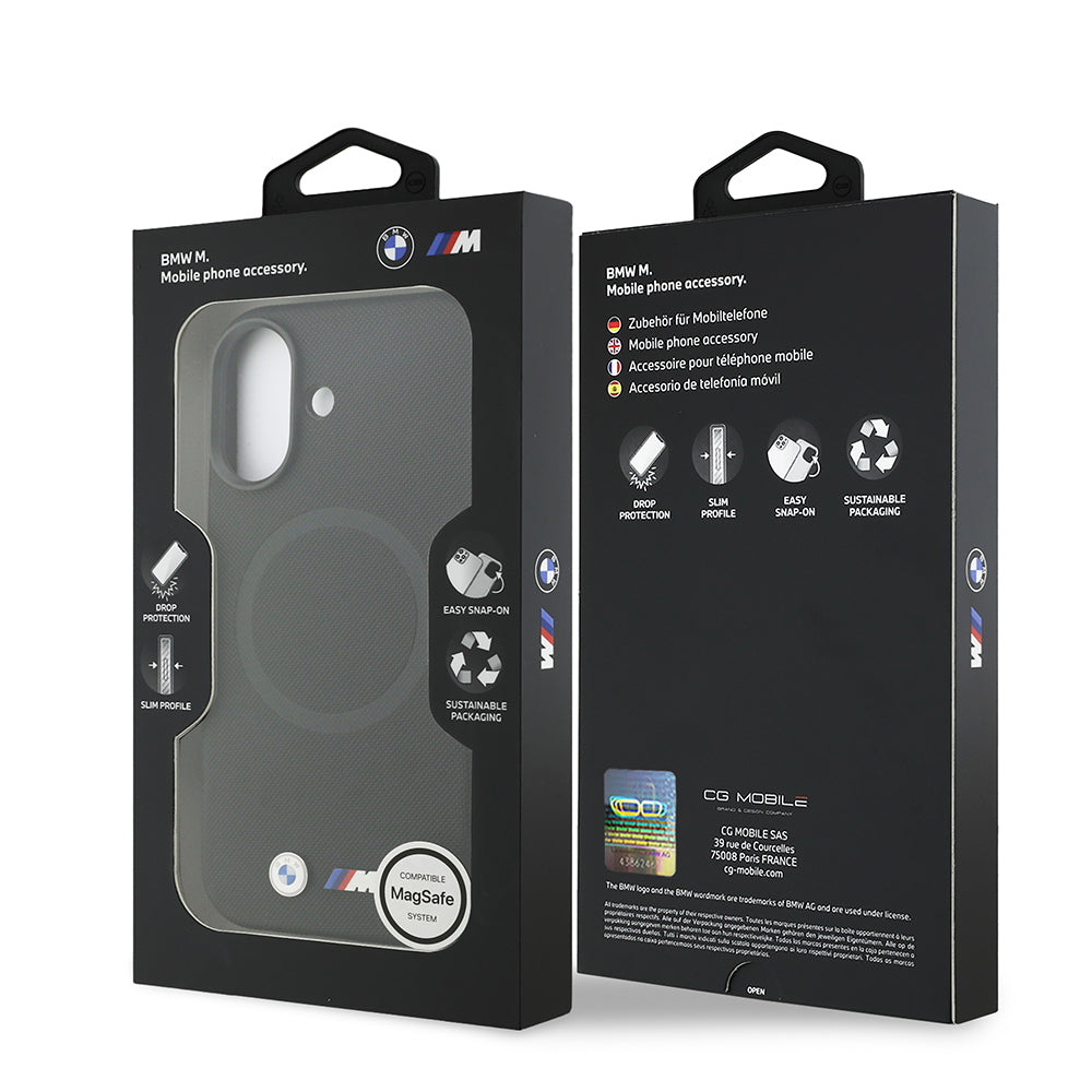 BMW iPhone 17 Orjinal Lisanslı M-safe Şarj Özellikli Metal Logolu Delikli M Dizayn Deri Kılıf