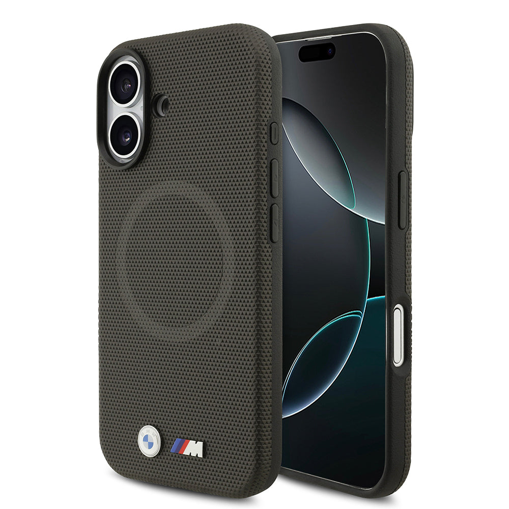 BMW iPhone 17 Orjinal Lisanslı M-safe Şarj Özellikli Metal Logolu Delikli M Dizayn Deri Kılıf