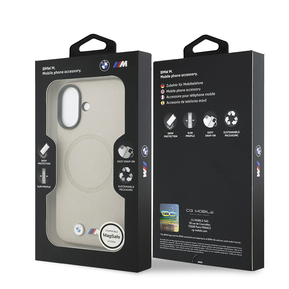 BMW iPhone 17 Orjinal Lisanslı M-safe Şarj Özellikli Metal Logolu Delikli M Dizayn Deri Kılıf