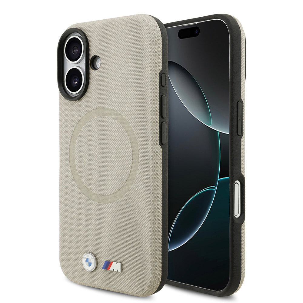 BMW iPhone 17 Orjinal Lisanslı M-safe Şarj Özellikli Metal Logolu Delikli M Dizayn Deri Kılıf