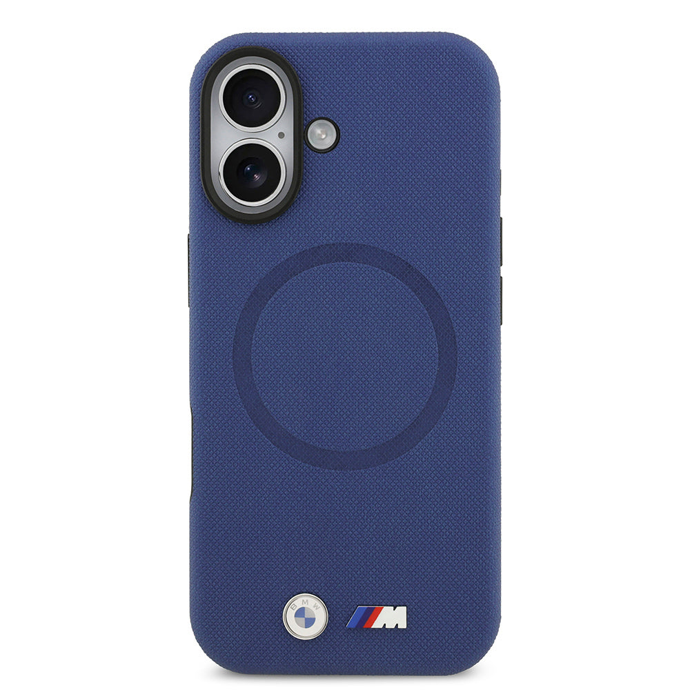 BMW iPhone 17 Orjinal Lisanslı M-safe Şarj Özellikli Metal Logolu Delikli M Dizayn Deri Kılıf