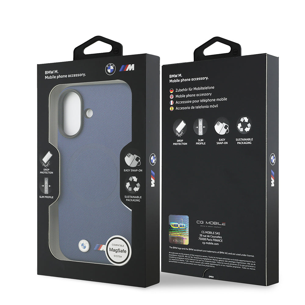 BMW iPhone 17 Orjinal Lisanslı M-safe Şarj Özellikli Metal Logolu Delikli M Dizayn Deri Kılıf