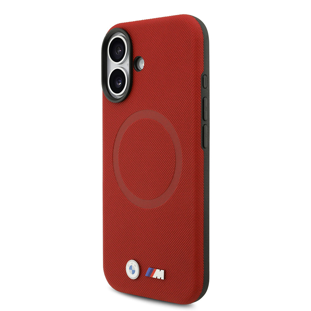 BMW iPhone 17 Orjinal Lisanslı M-safe Şarj Özellikli Metal Logolu Delikli M Dizayn Deri Kılıf