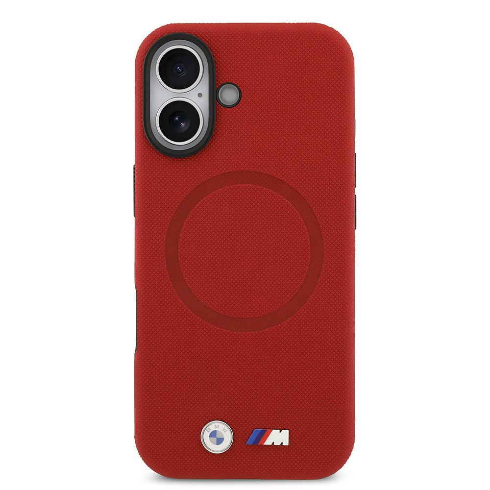 BMW iPhone 17 Orjinal Lisanslı M-safe Şarj Özellikli Metal Logolu Delikli M Dizayn Deri Kılıf