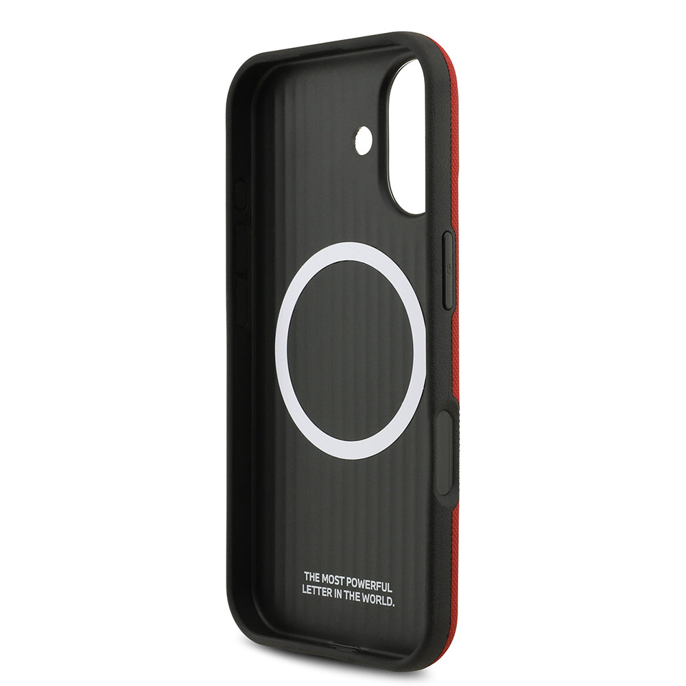 BMW iPhone 17 Orjinal Lisanslı M-safe Şarj Özellikli Metal Logolu Delikli M Dizayn Deri Kılıf