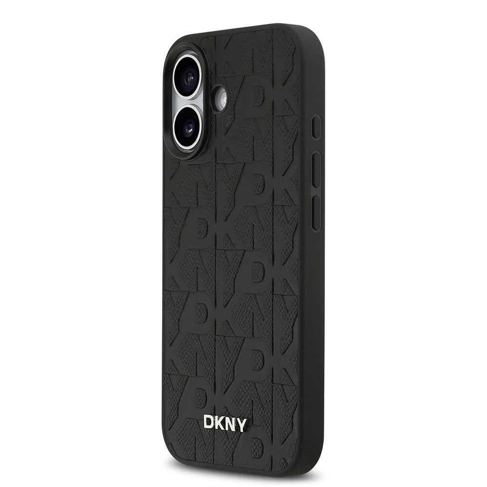 DKNY iPhone 17 Orjinal Lisanslı M-safe Şarj Özellikli 3D Yazılı Grid Pattern Telefon Kılıfı