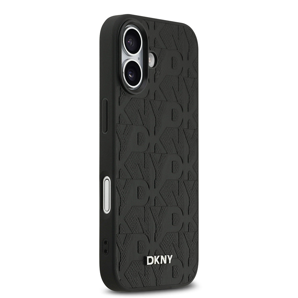 DKNY iPhone 17 Orjinal Lisanslı M-safe Şarj Özellikli 3D Yazılı Grid Pattern Telefon Kılıfı