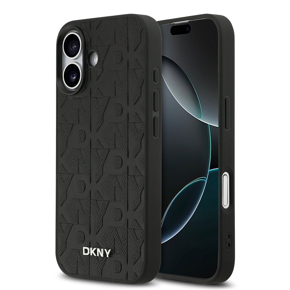 DKNY iPhone 17 Orjinal Lisanslı M-safe Şarj Özellikli 3D Yazılı Grid Pattern Telefon Kılıfı