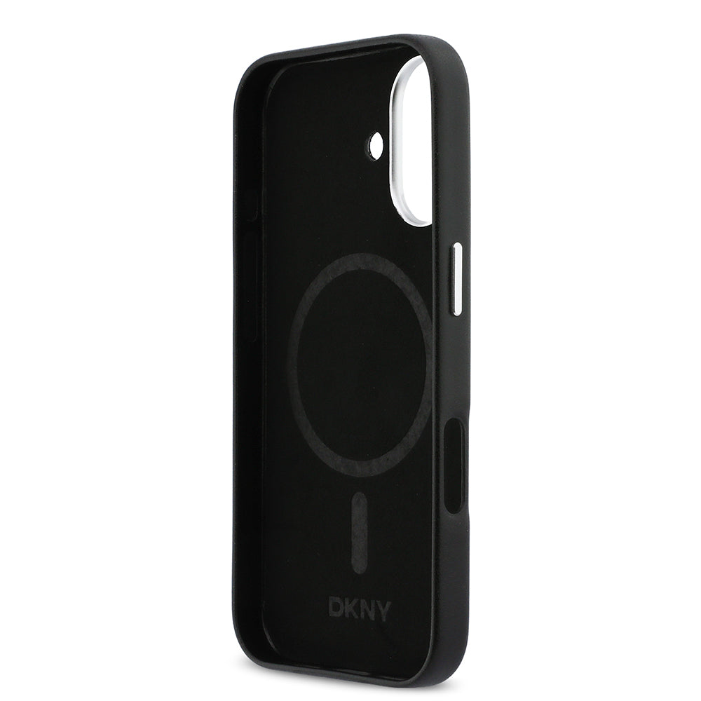 DKNY iPhone 17 Orjinal Lisanslı M-safe Şarj Özellikli PU Büyük Dikey Logolu Telefon Kılıfı