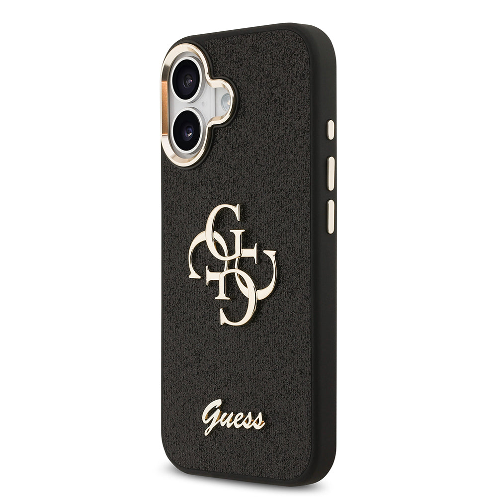 Guess iPhone 17 Orjinal Lisanslı 4G Büyük Metal Kamera Çerçeveli ve Logolu Glitter Kılıf