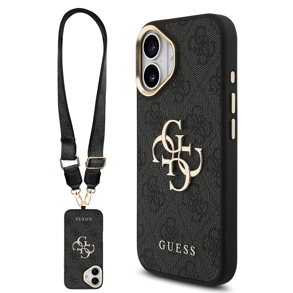 Guess iPhone 17 Orjinal Lisanslı 4G Büyük Metal Logolu Kalın Askılı Kılıf