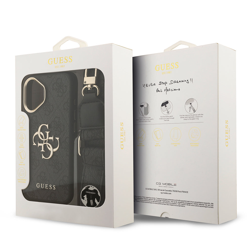 Guess iPhone 17 Orjinal Lisanslı 4G Büyük Metal Logolu Kalın Askılı Kılıf
