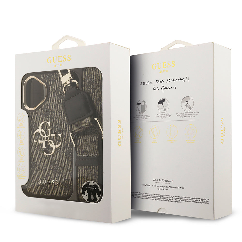 Guess iPhone 17 Orjinal Lisanslı 4G Büyük Metal Logolu Kalın Askılı Kılıf