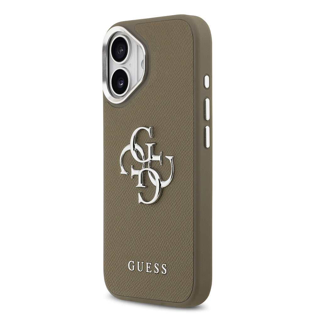 Guess iPhone 17 Orjinal Lisanslı Grained 4G Metal Büyük Logolu Kılıf