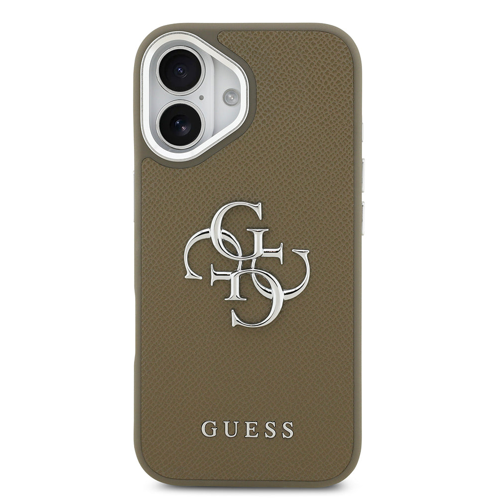 Guess iPhone 17 Orjinal Lisanslı Grained 4G Metal Büyük Logolu Kılıf