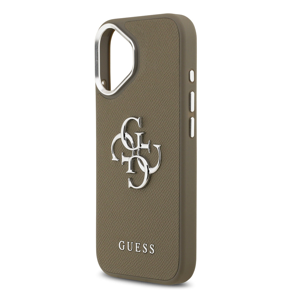 Guess iPhone 17 Orjinal Lisanslı Grained 4G Metal Büyük Logolu Kılıf