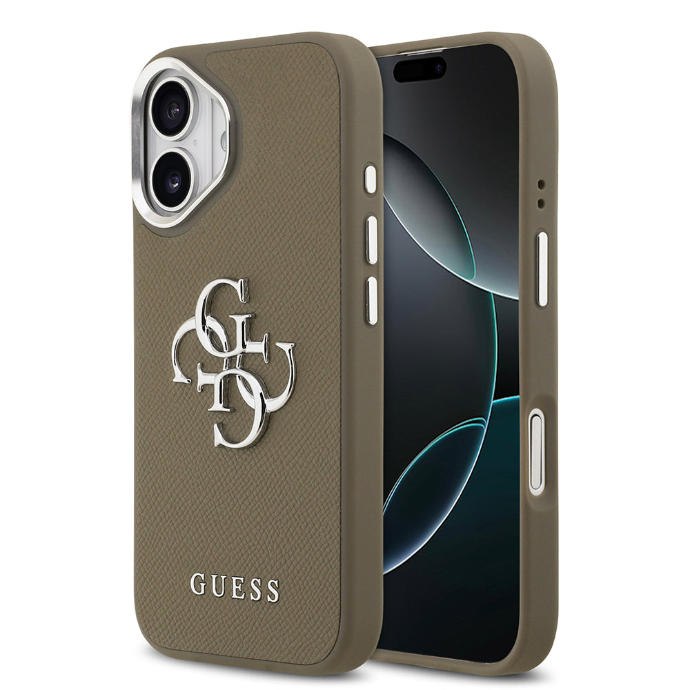 Guess iPhone 17 Orjinal Lisanslı Grained 4G Metal Büyük Logolu Kılıf