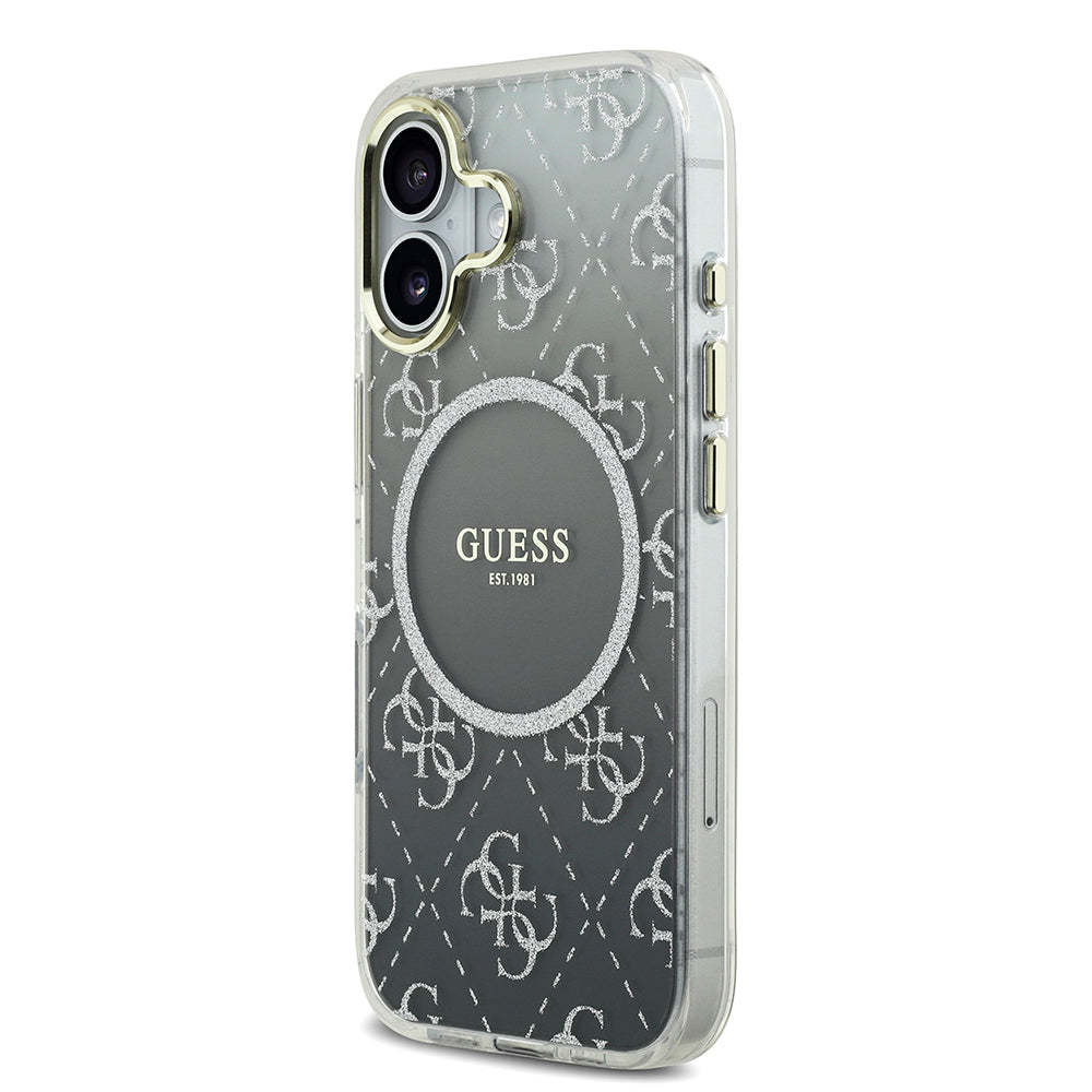 Guess iPhone 17 Orjinal Lisanslı M-safe Şarj Özellikli 4G Desenli Simli Silikon Kılıf