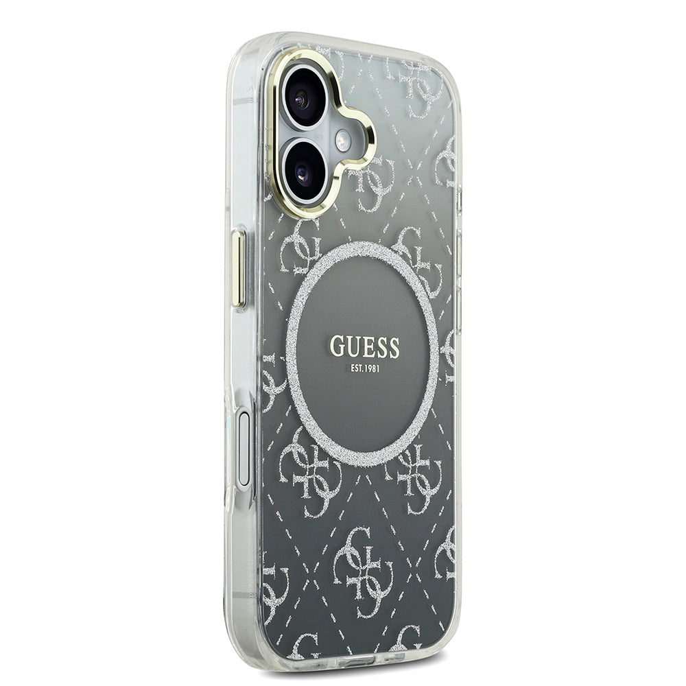 Guess iPhone 17 Orjinal Lisanslı M-safe Şarj Özellikli 4G Desenli Simli Silikon Kılıf