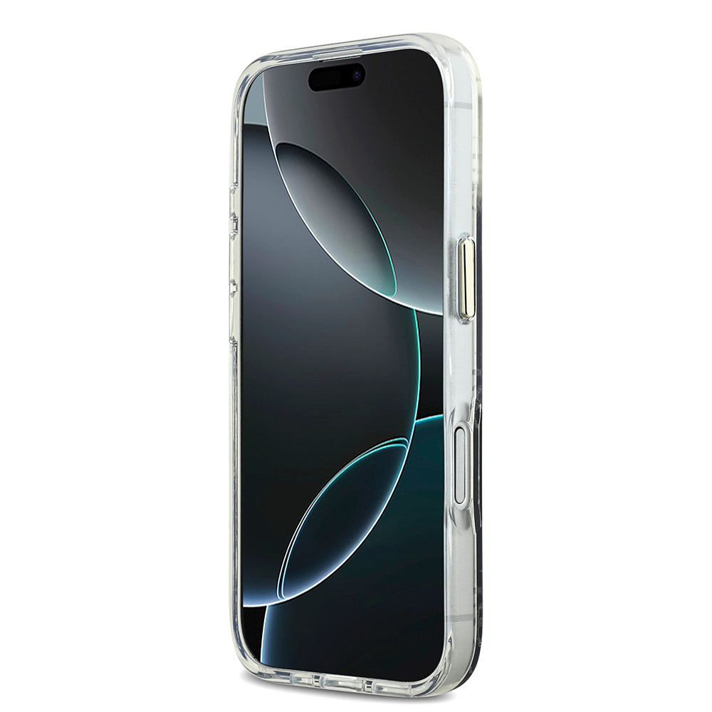 Guess iPhone 17 Orjinal Lisanslı M-safe Şarj Özellikli 4G Desenli Simli Silikon Kılıf