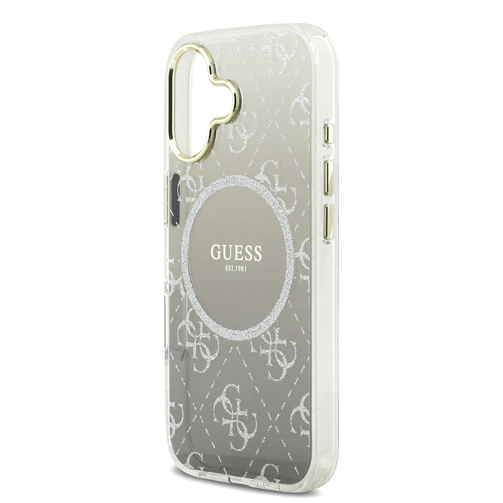 Guess iPhone 17 Orjinal Lisanslı M-safe Şarj Özellikli 4G Desenli Simli Silikon Kılıf