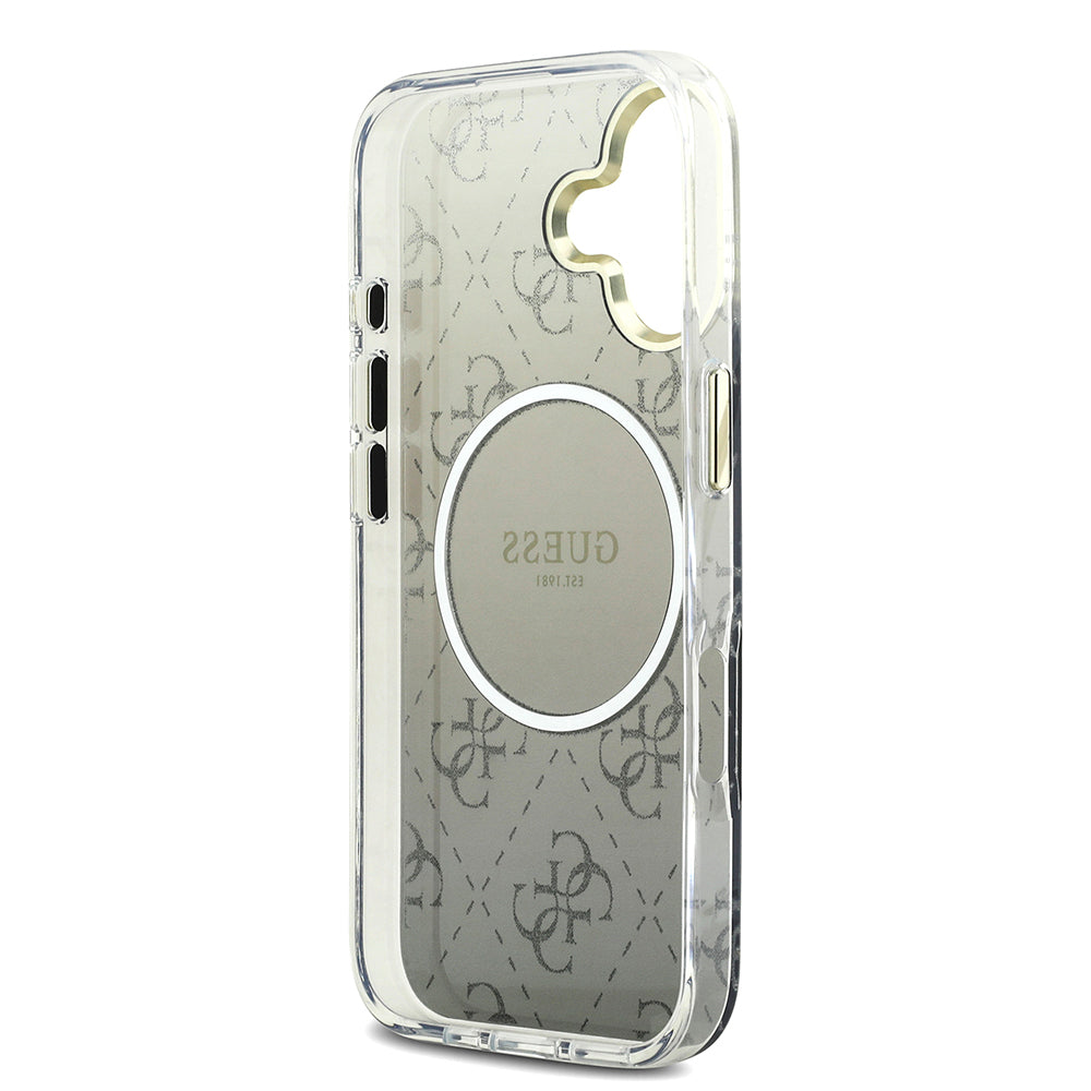 Guess iPhone 17 Orjinal Lisanslı M-safe Şarj Özellikli 4G Desenli Simli Silikon Kılıf