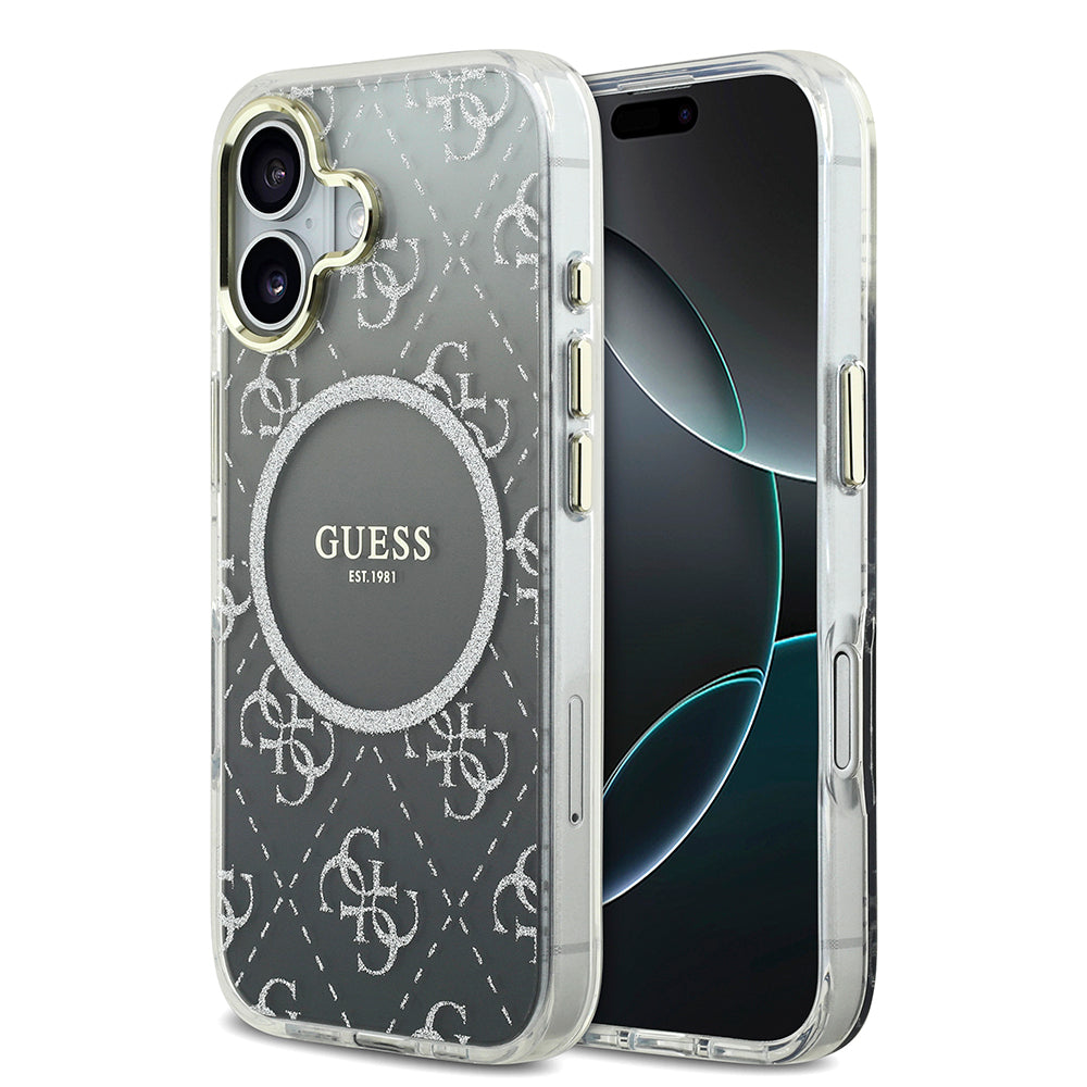 Guess iPhone 17 Orjinal Lisanslı M-safe Şarj Özellikli 4G Desenli Simli Silikon Kılıf
