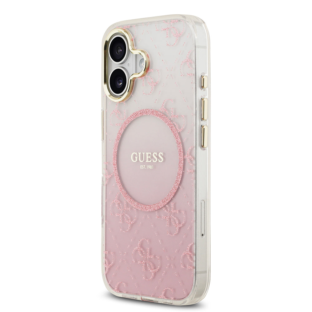 Guess iPhone 17 Orjinal Lisanslı M-safe Şarj Özellikli 4G Desenli Simli Silikon Kılıf