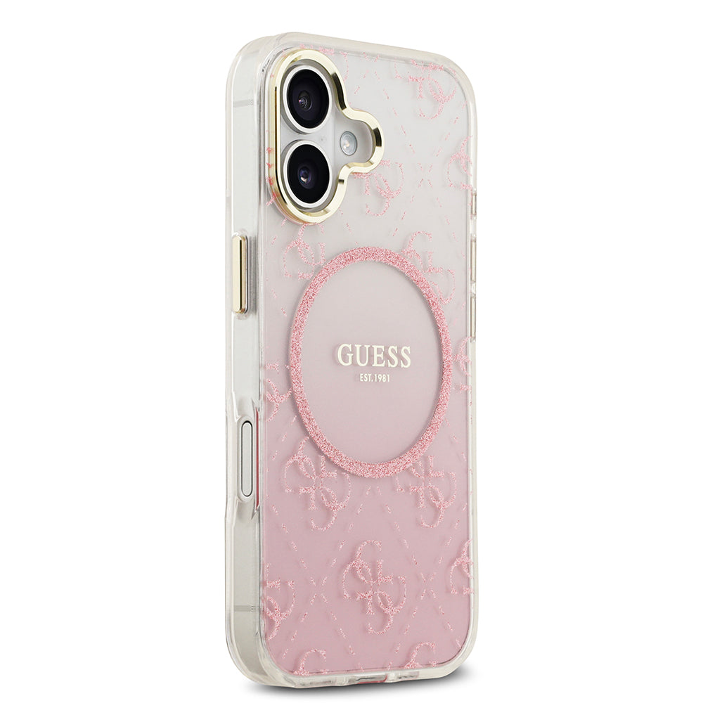 Guess iPhone 17 Orjinal Lisanslı M-safe Şarj Özellikli 4G Desenli Simli Silikon Kılıf