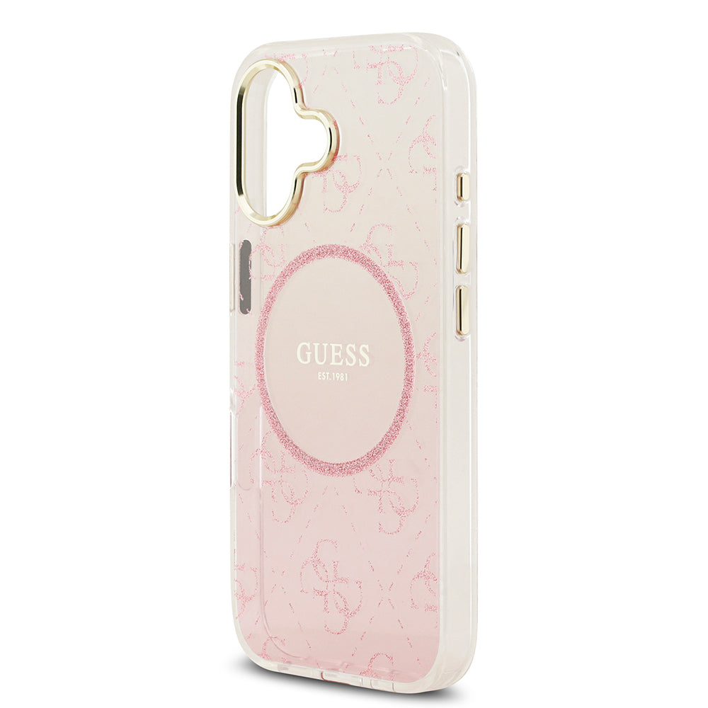 Guess iPhone 17 Orjinal Lisanslı M-safe Şarj Özellikli 4G Desenli Simli Silikon Kılıf
