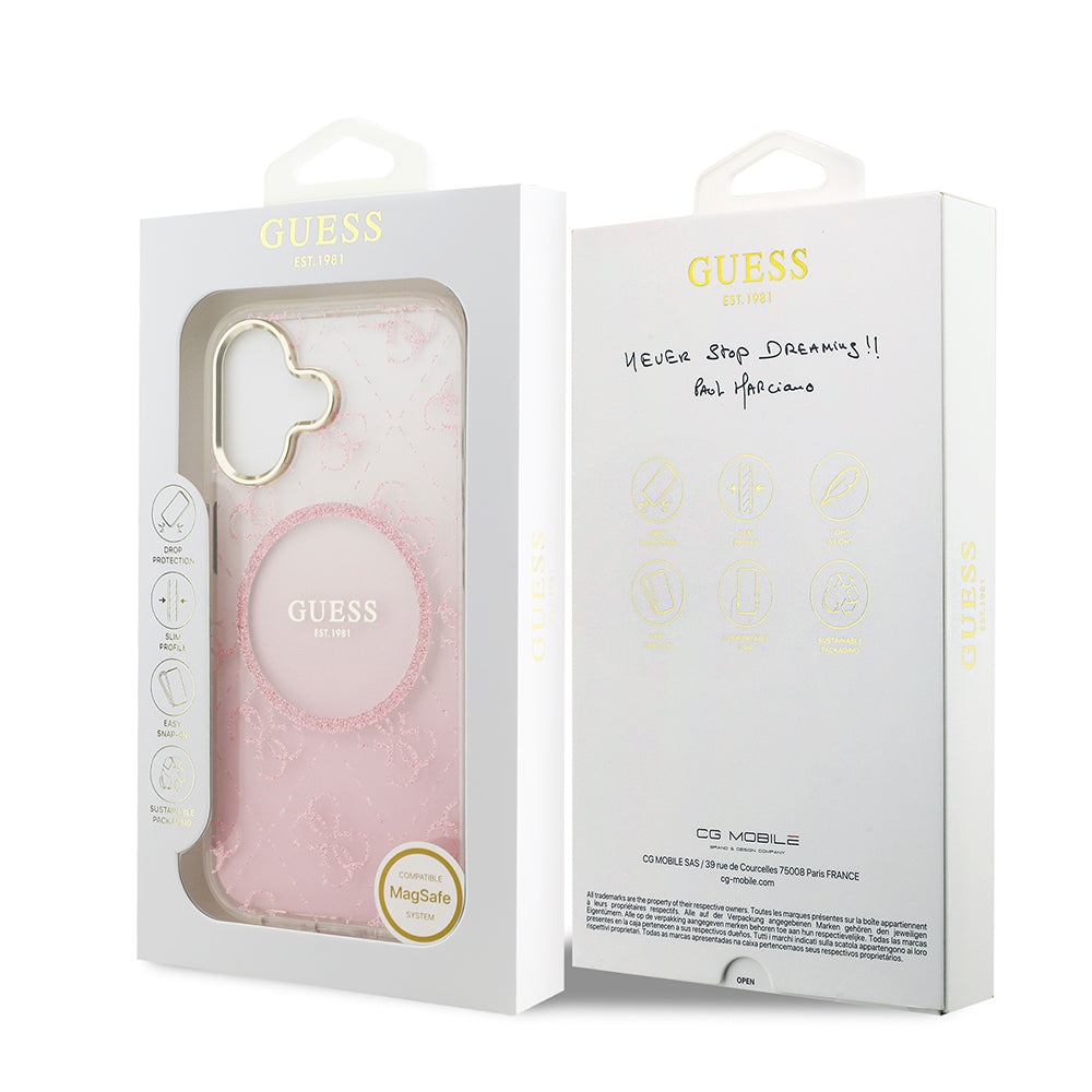 Guess iPhone 17 Orjinal Lisanslı M-safe Şarj Özellikli 4G Desenli Simli Silikon Kılıf