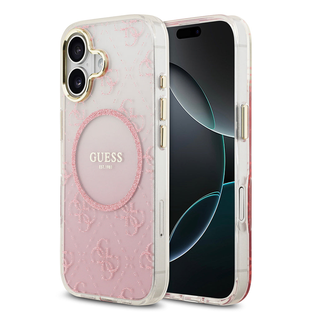Guess iPhone 17 Orjinal Lisanslı M-safe Şarj Özellikli 4G Desenli Simli Silikon Kılıf